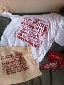 A little bit of swag from the I Had Cancer team!